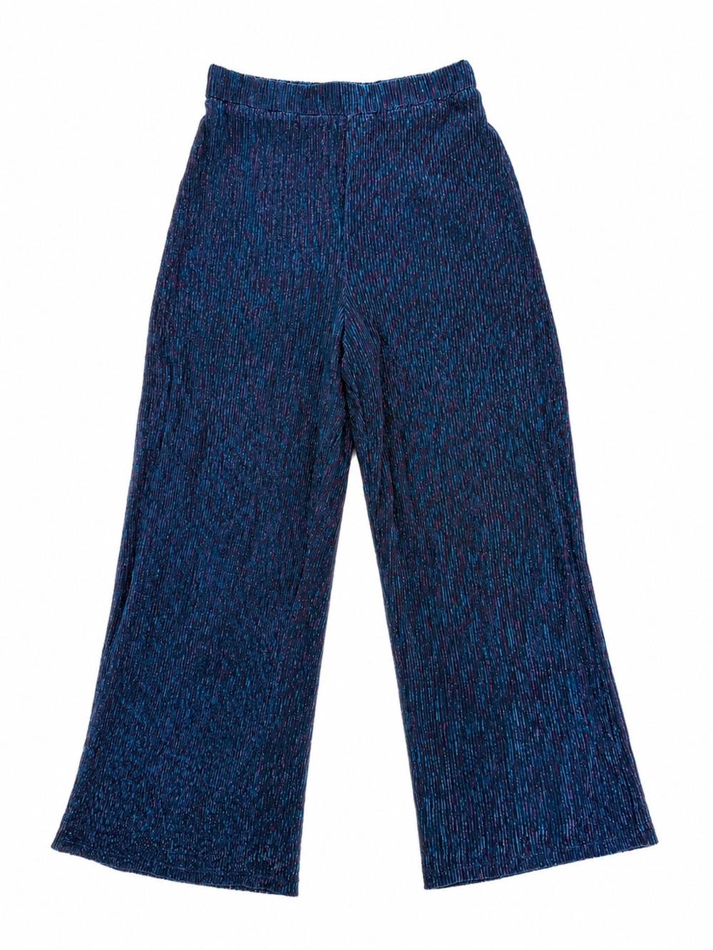 Skies Are Blue Crinkled Wide Leg Shimmer Pants Blue Teal Purple Metallic Size M - Picture 3 of 13